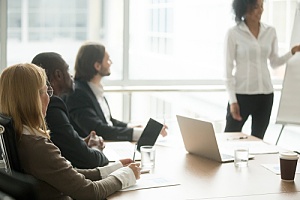 Employees receiving training for risk management 