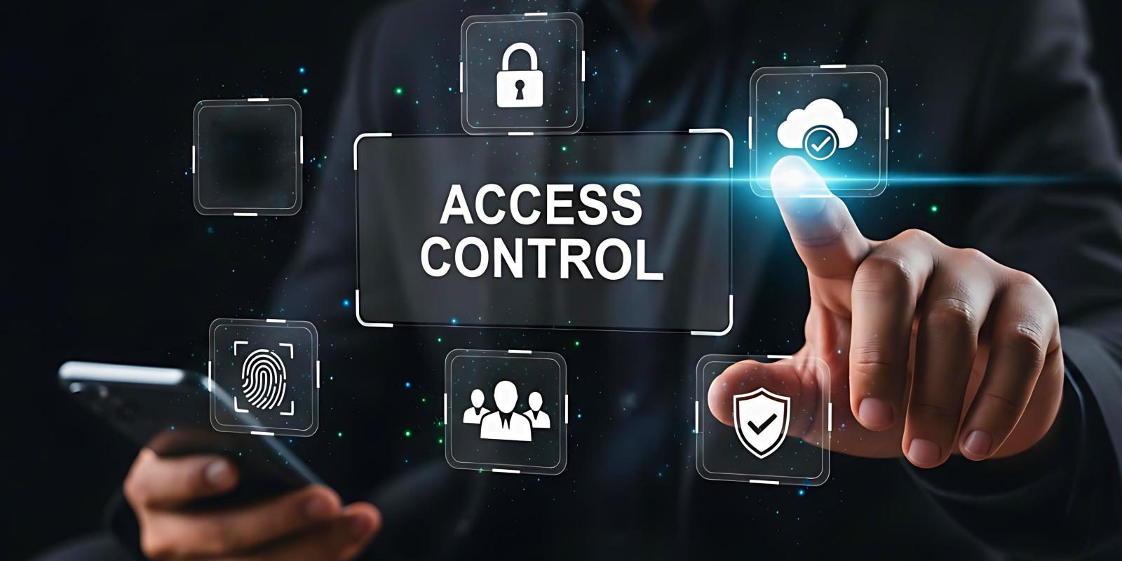 A professional touching a glowing Access Control interface