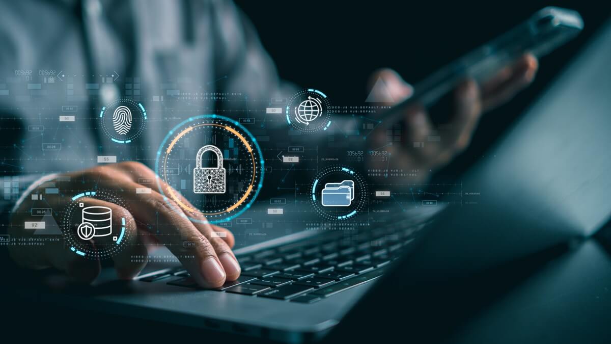 cybersecurity concept ,computer network and communication,System administrator working in laptop for develop software of data protection